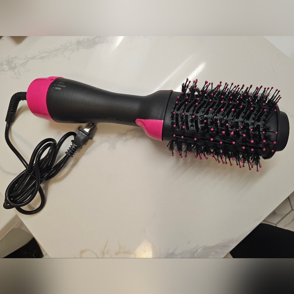 Pink and Black Hair Dryer Brush
